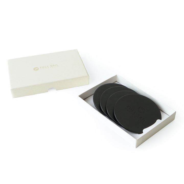 Leather Coaster Set - Black