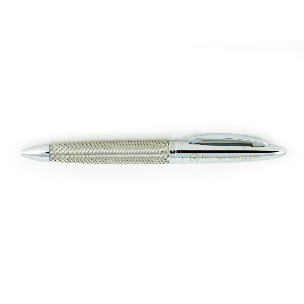 Weave Ballpoint Pen - Chrome