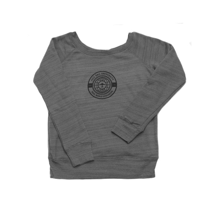 Women's Off Shoulder Sweatshirt - Gray + Black
